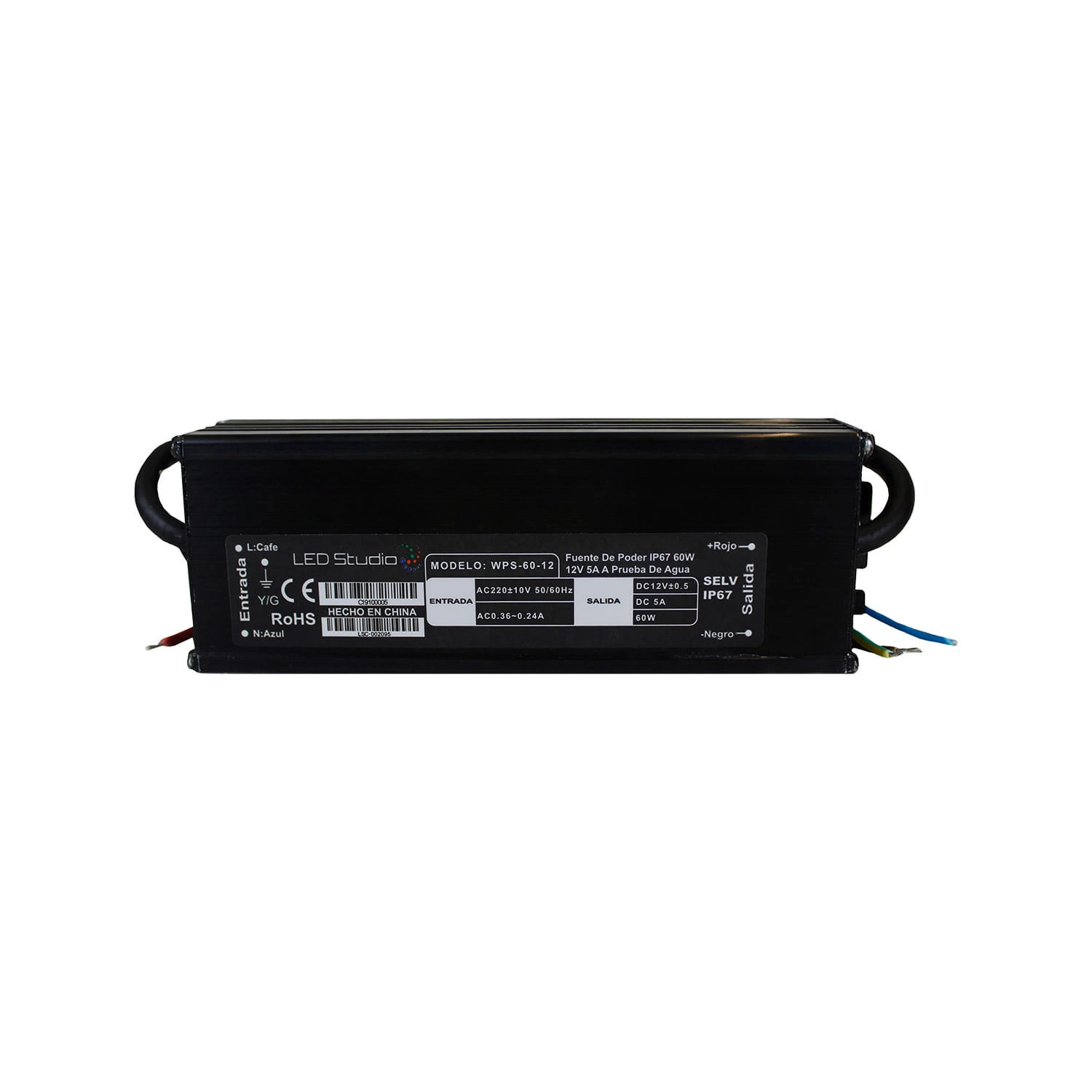 FUENTE DE PODER LED STUDIO 60W 12V IP67 NEGRA
