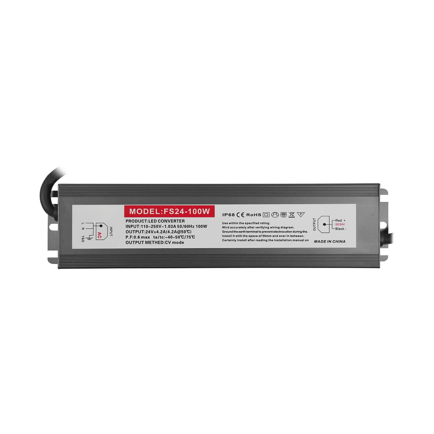 FUENTE DE PODER LED STUDIO 100W 24V IP65 GRIS