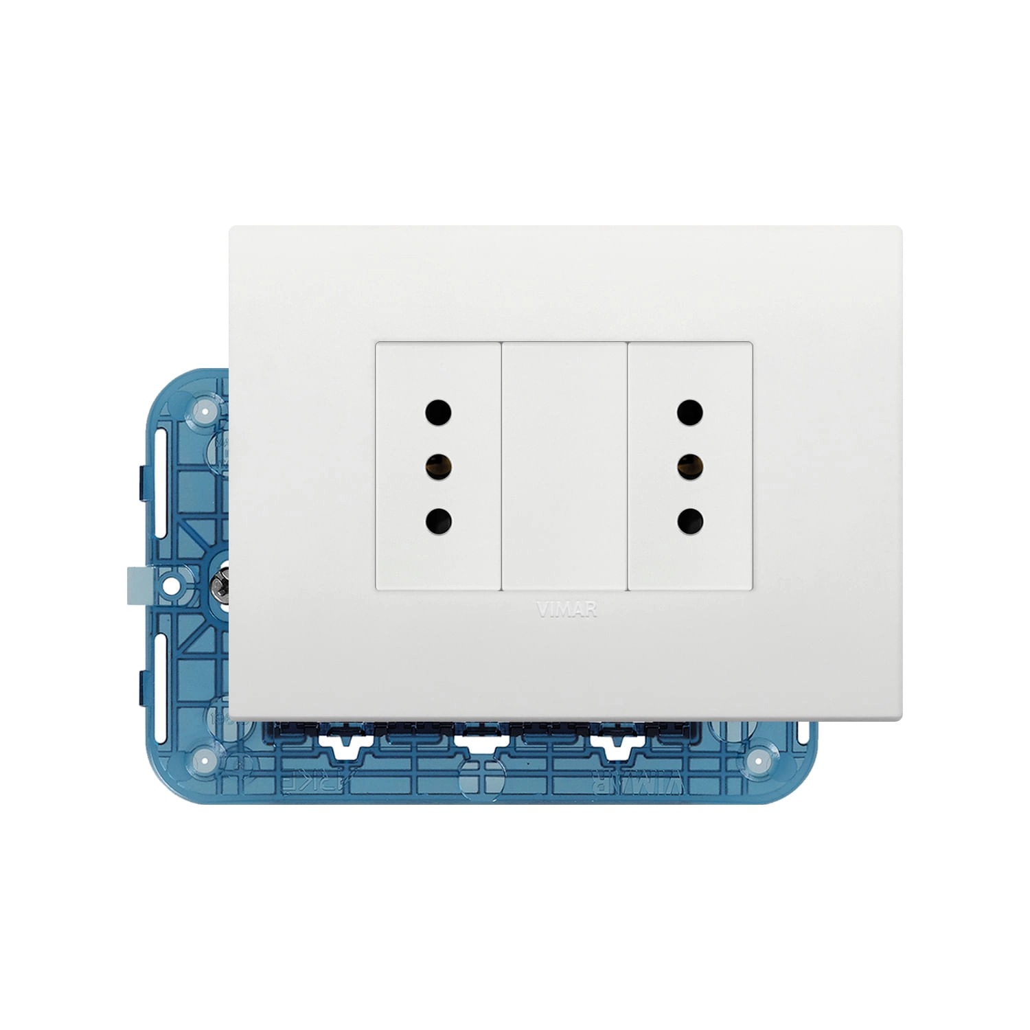 KIT DE PLACA CLASSIC VIMAR ARKE + ENCHUFE DOBLE BLANCO