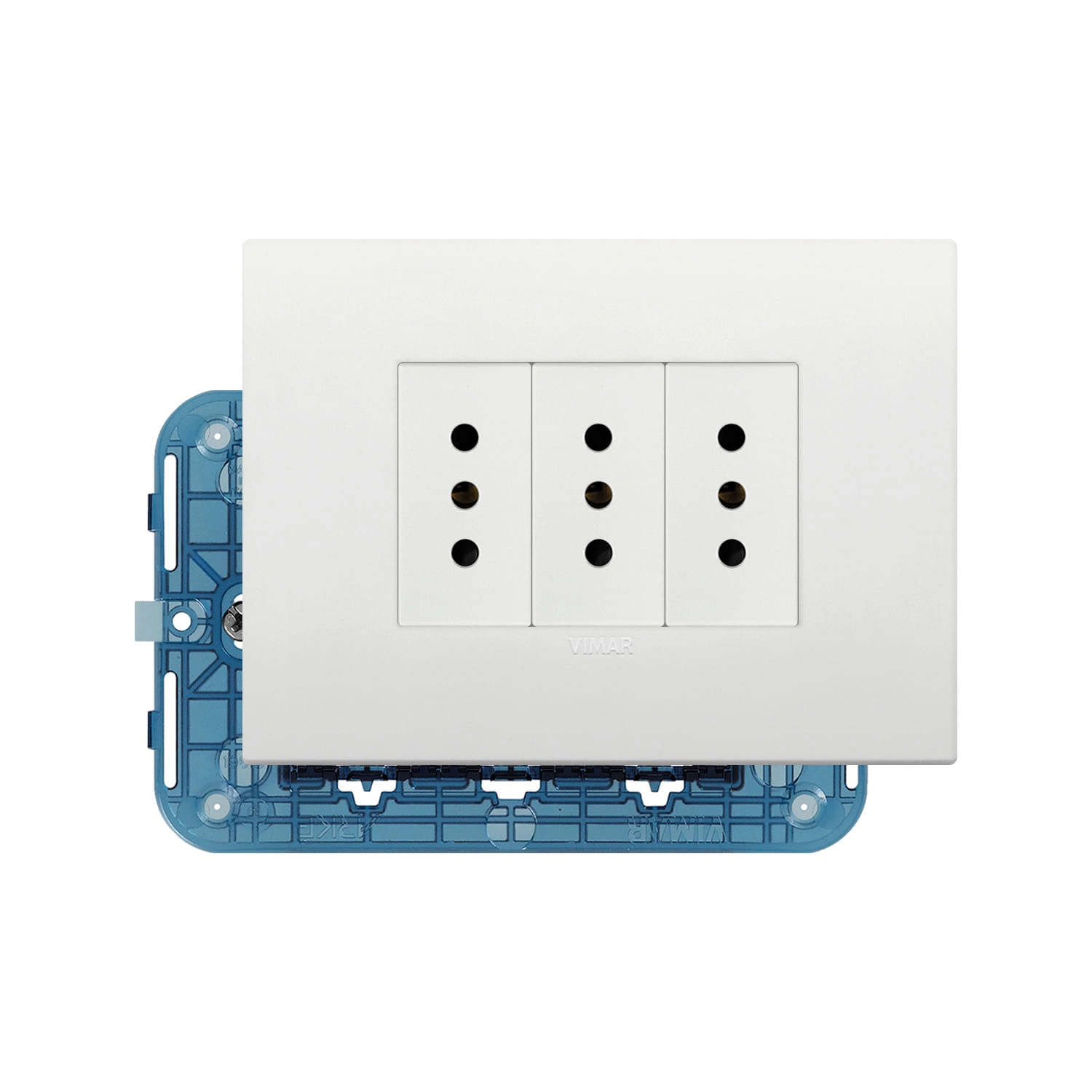 KIT DE PLACA CLASSIC VIMAR ARKE + ENCHUFE TRIPLE BLANCO