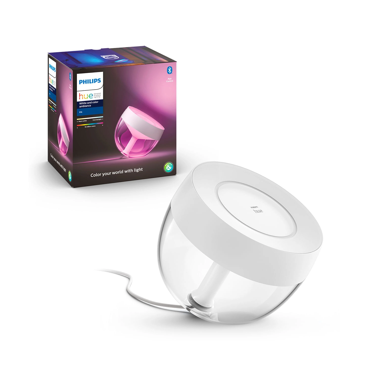LÁMPARA DE MESA PHILIPS HUE COLOR IRIS 4TA GENERACIÓN 8.1W LUZ RGB Y CÁLIDA (2000K) A FRÍA (6000K) BLANCA (929002376101)