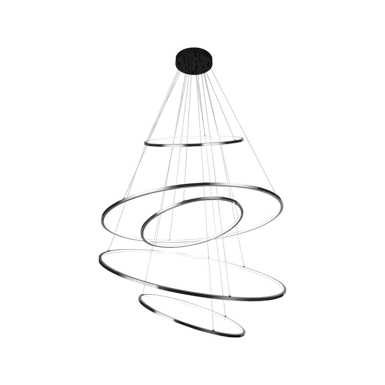 LÁMPARA COLGANTE LED STUDIO TEL AVIV 5 AROS 150W LUZ CÁLIDA (3000K) ARO Ø100 PLATEADO