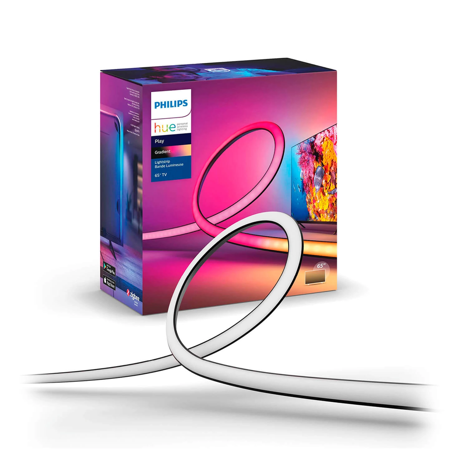 CINTA LED PHILIPS HUE PLAY GRADIENT PARA TV DE 65 PULGADAS 20W LUZ RGB Y CÁLIDA (2000K) A FRÍA (6000K) NEGRO (929002422801)