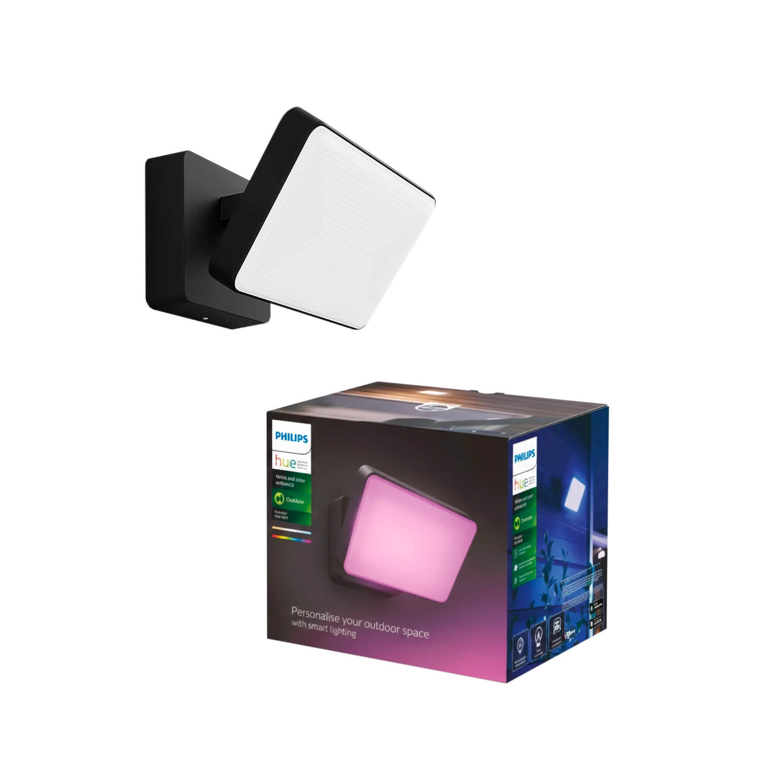 APLIQUÉ PROYECTOR PHILIPS HUE DISCOVER 15W LUZ RGB Y CÁLIDA (2000K) A FRÍA (6000K) IP44 NEGRO (915005731401)