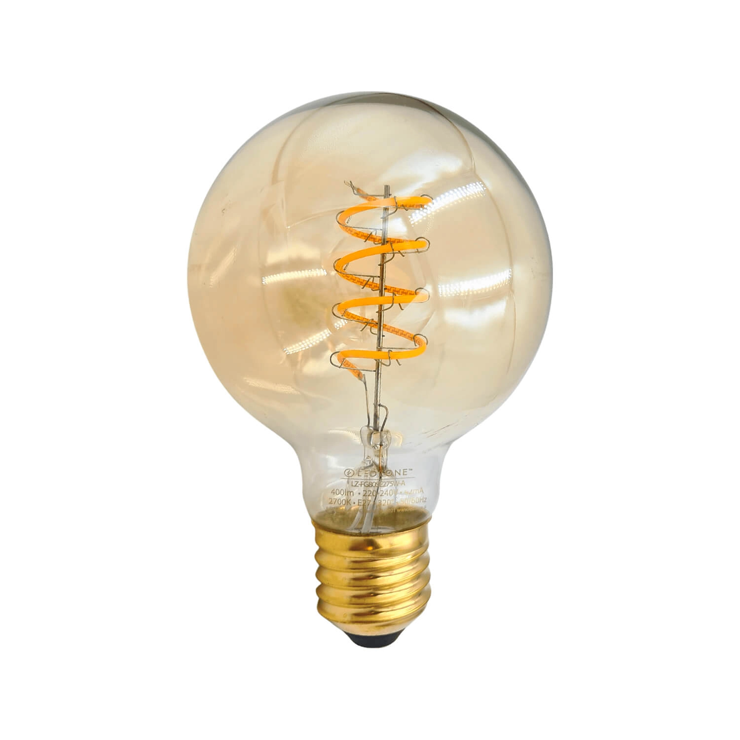 AMPOLLETA E27 LED STUDIO ESPIRAL GLOBO FILAMENTO G80 5W LUZ CÁLIDA (2700K) ÁMBAR