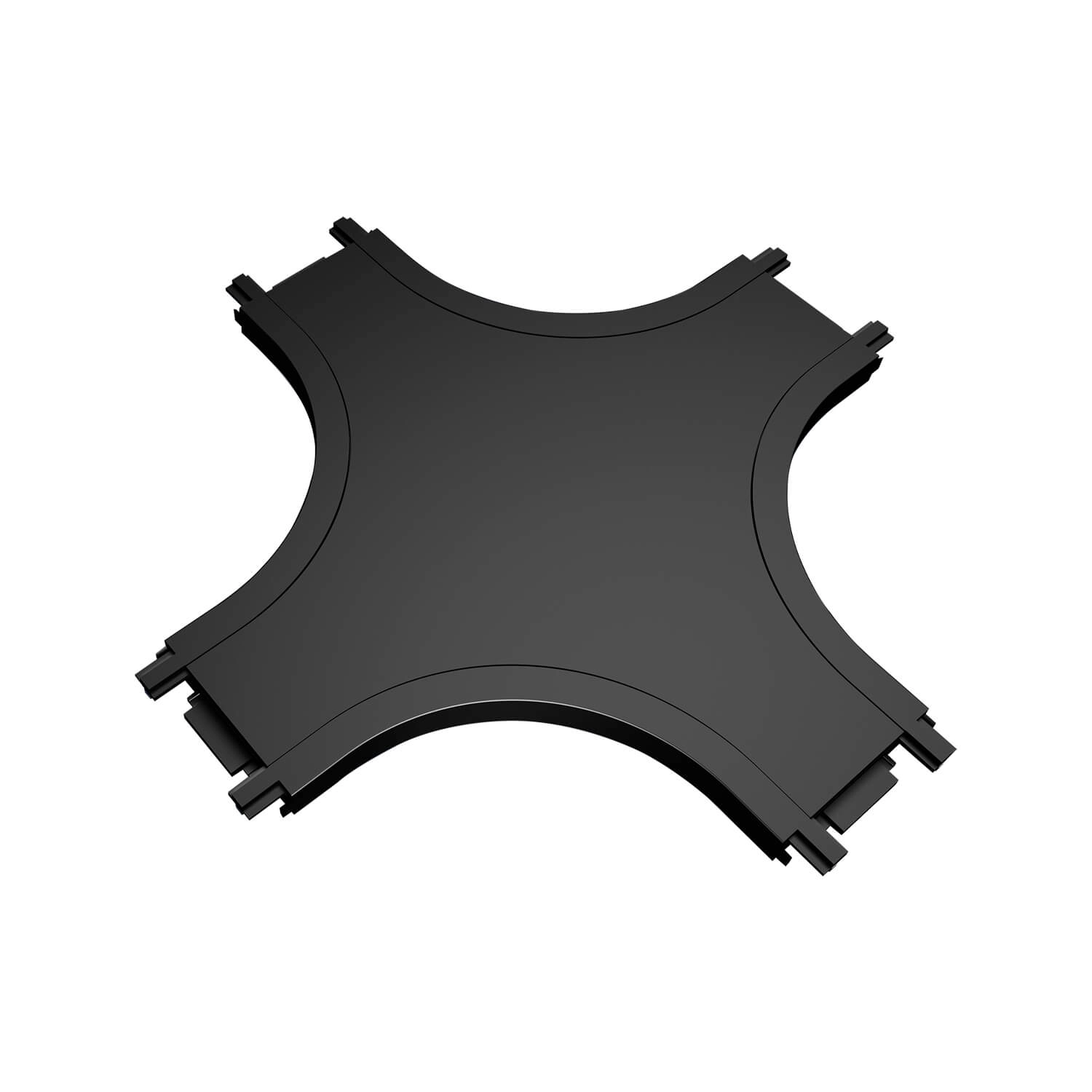 CONECTOR TIPO X CURVO LED STUDIO PARA RIEL MAGNÉTICO SLIM NEGRO