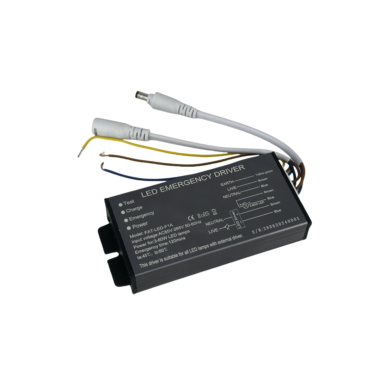 DRIVER DE EMERGENCIA LED STUDIO EXTERNO 3 A 60W 120 MIN IP40 GRIS