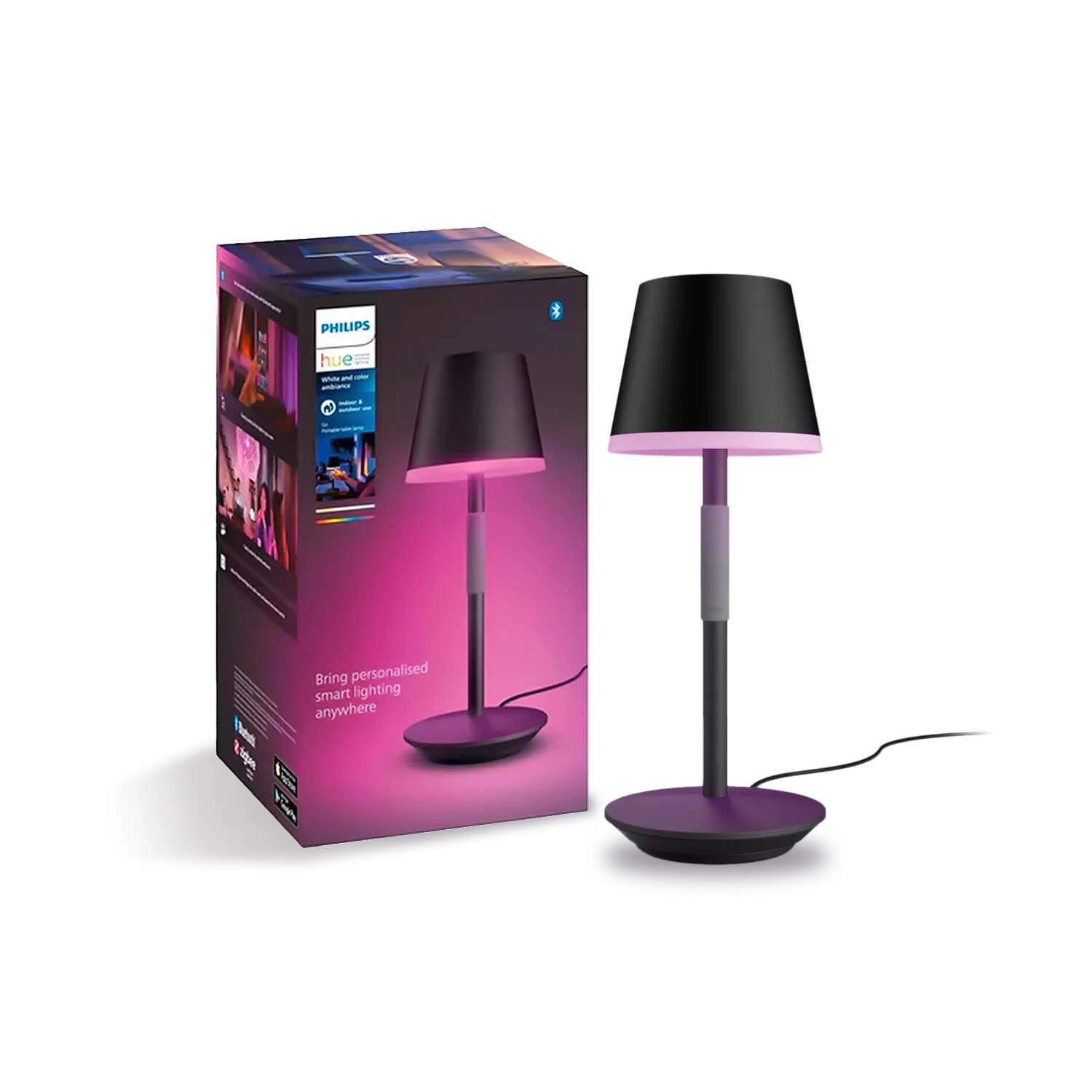 LÁMPARA PORTÁTIL PHILIPS HUE GO 6W LUZ RGB NEGRO (929003128501)