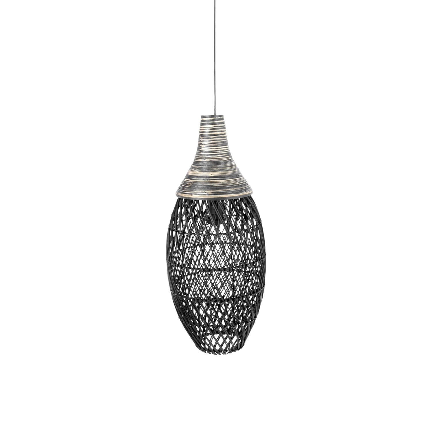 LÁMPARA COLGANTE LED STUDIO RATTAN DÉN VIETCOO VIETNAM (SIN AMPOLLETA E27) NEGRO