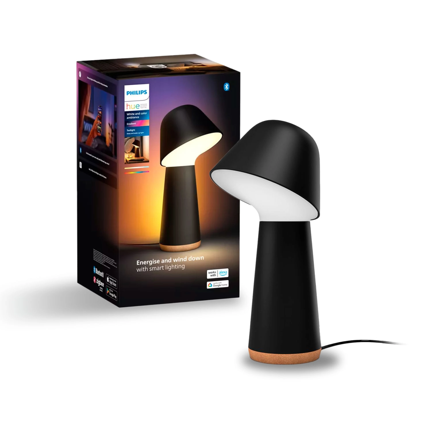 LÁMPARA DE MESA PHILIPS HUE TWILIGHT BED 13.4W LUZ RGB NEGRA (929003711301)