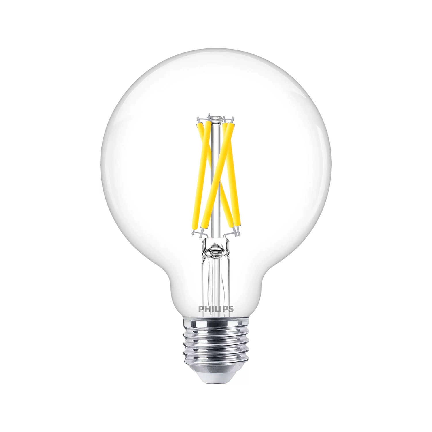 AMPOLLETA E27 PHILIPS FILAMENTO DIMEABLE G95 CCT 5.9W LUZ CÁLIDA (2200K) A CÁLIDA (2700K) TRANSPARENTE (929003010901)