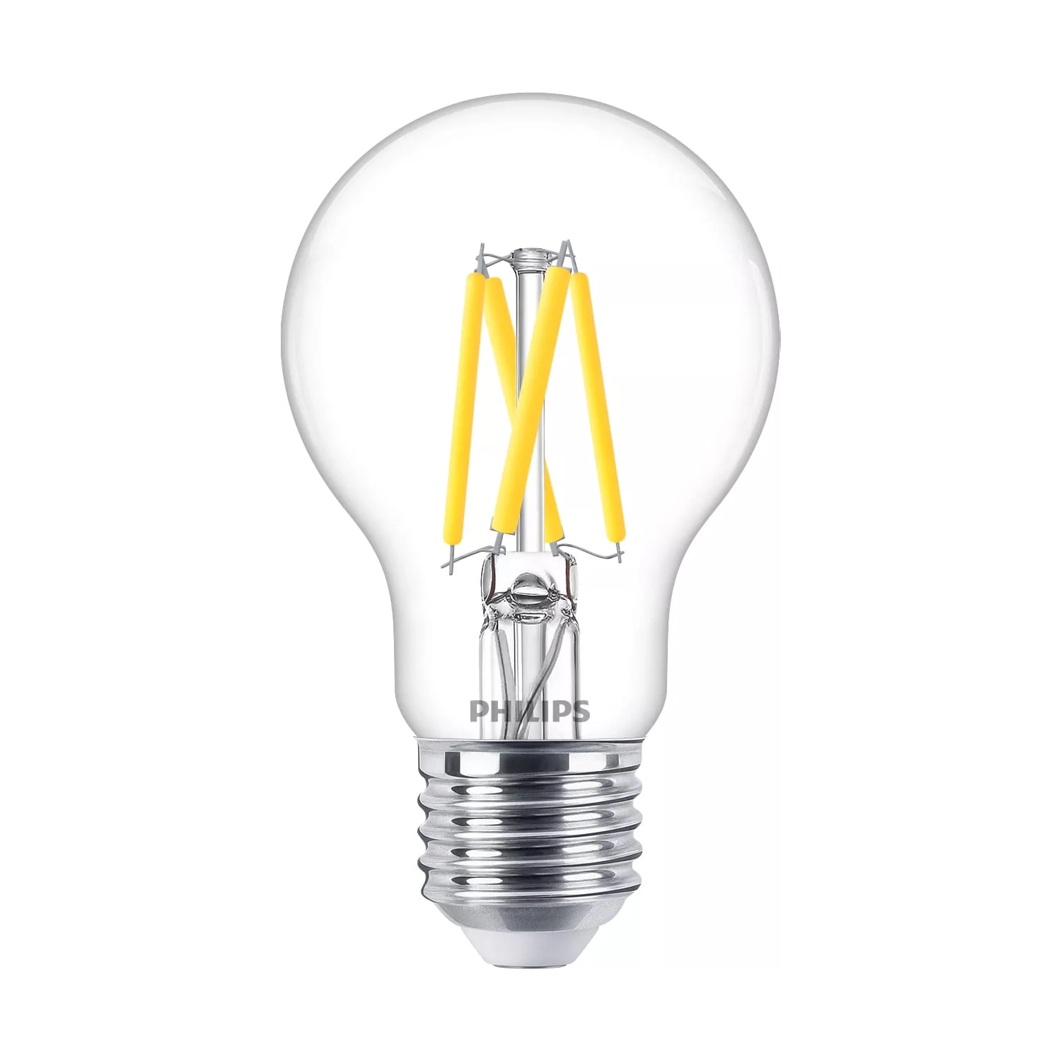 AMPOLLETA E27 PHILIPS FILAMENTO DIMEABLE A60 CCT 3.4W LUZ CÁLIDA (2200K) A CÁLIDA (2700K) TRANSPARENTE (929003009901)
