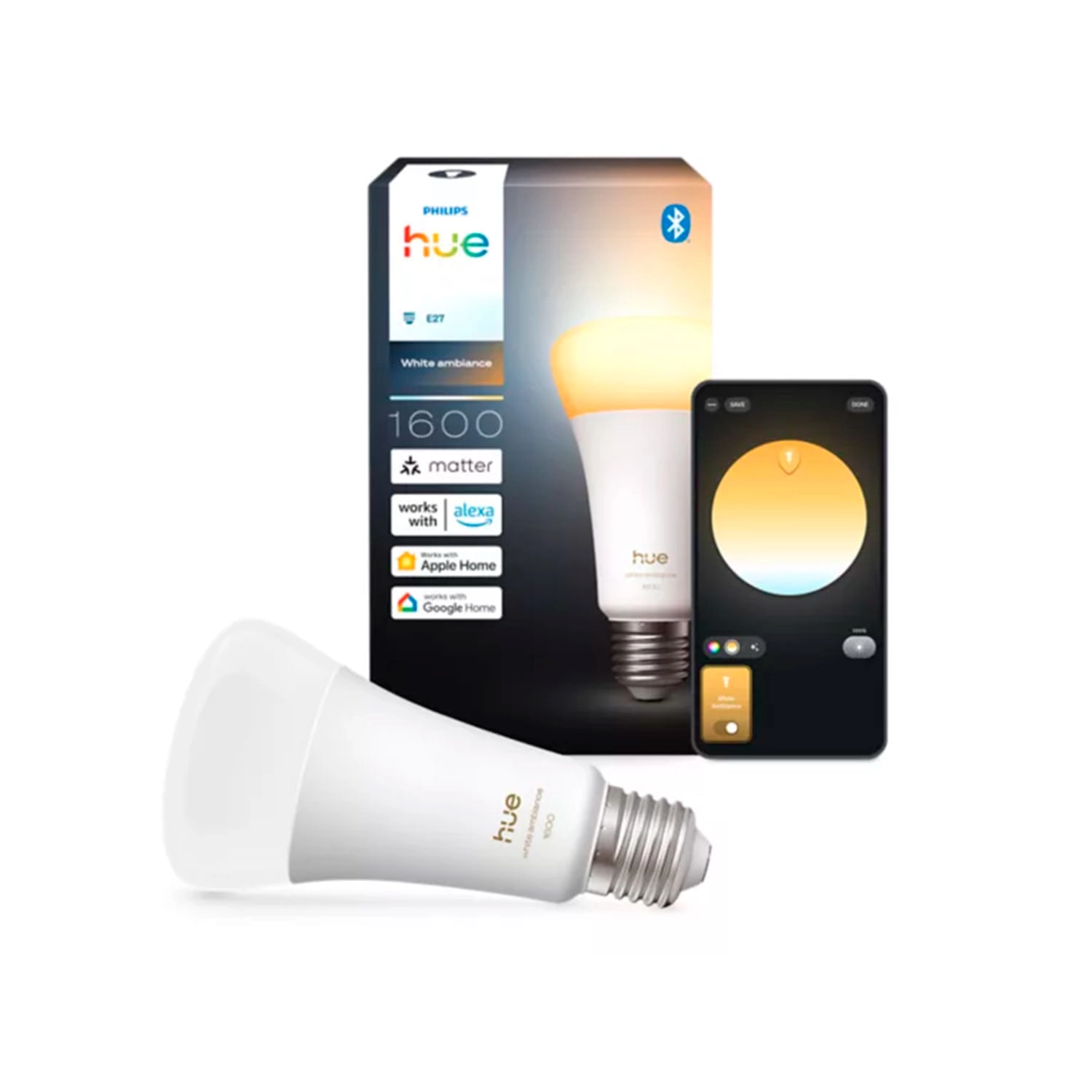 AMPOLLETA E27 PHILIPS HUE INTELIGENTE A67 11.8W LUZ CÁLIDA (2200K) NEUTRA (4000K) Y FRÍA (6500K) BLANCO (929003855001)