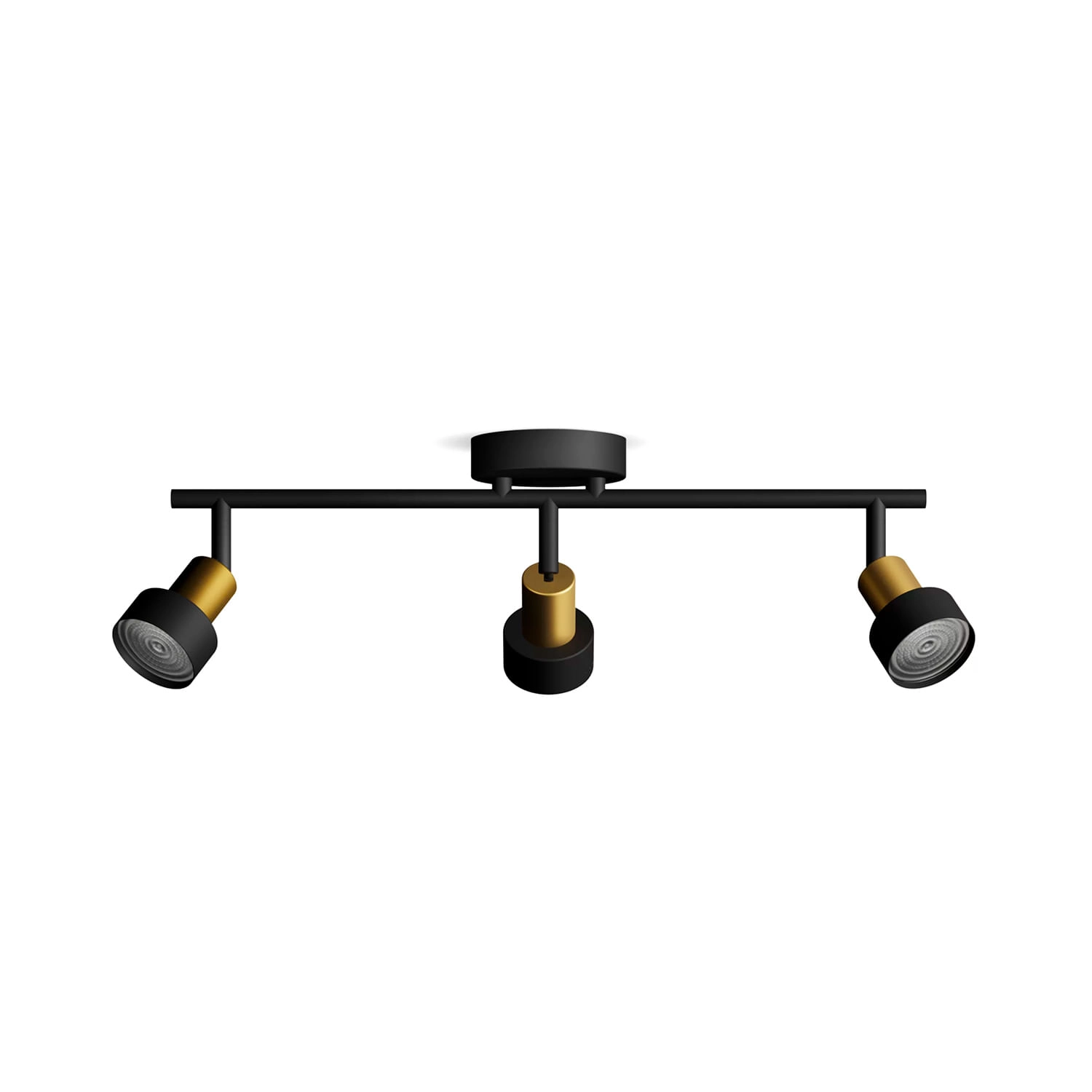 APLIQUÉ CIELO / MURO PHILIPS CONDUIT TRIPLE (SIN AMPOLLETAS GU10) NEGRO / DORADO (929004108201)